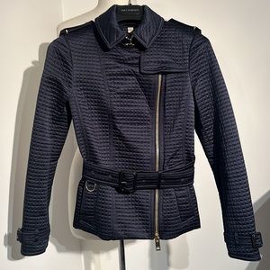 Burberry Brit, Navy quilted Jacket with belt, Size 2